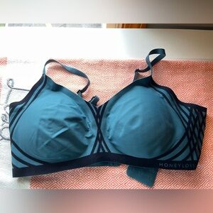 Honeylove Teal and Black Silhouette Bra XL